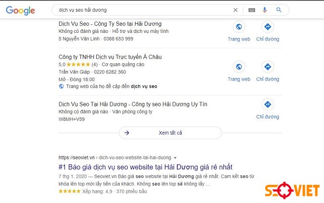 Dịch vụ SEO Hải Dương của Seo Việt - top 1 Google