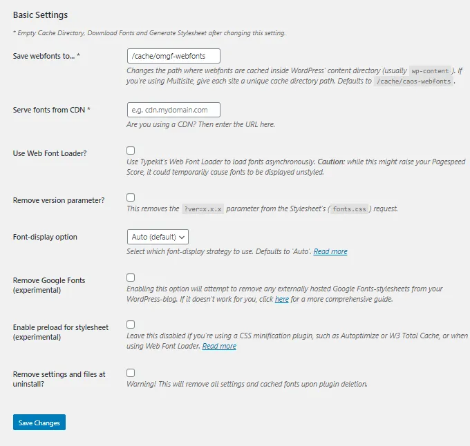 OMGF Settings