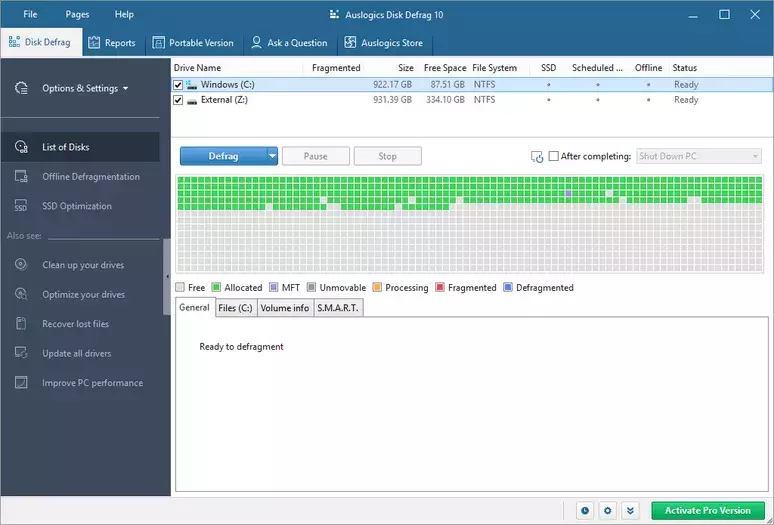 Phần mềm chống phân mảnh ổ cứng Defraggler Auslogics Disk Defrag