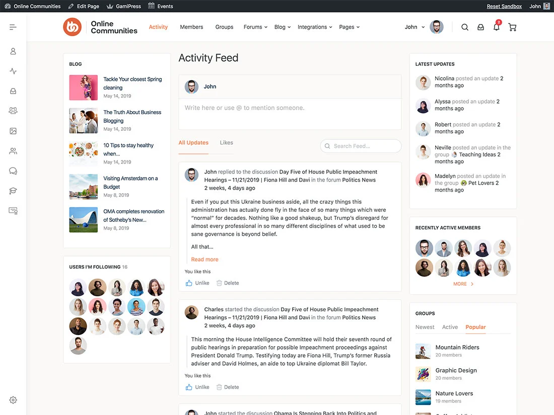 Theme forum WordPress BuddyBoss