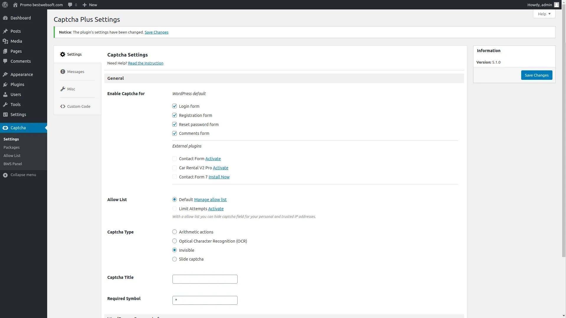 Plugin Captcha Plus