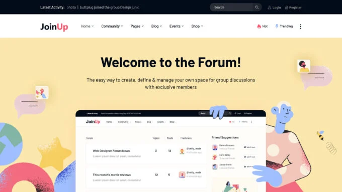 Join Up - một theme forum WordPress của BuddyPress