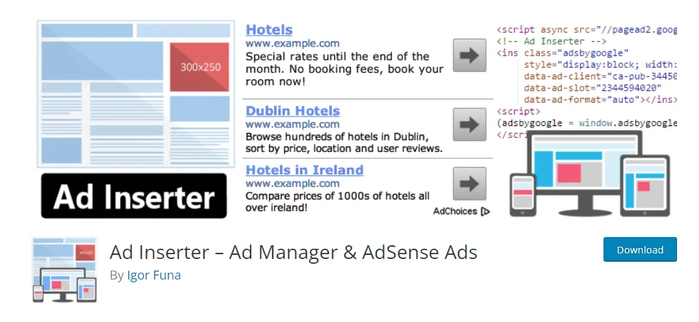 Ad Inserter - plugin chèn quảng cáo cho WordPress