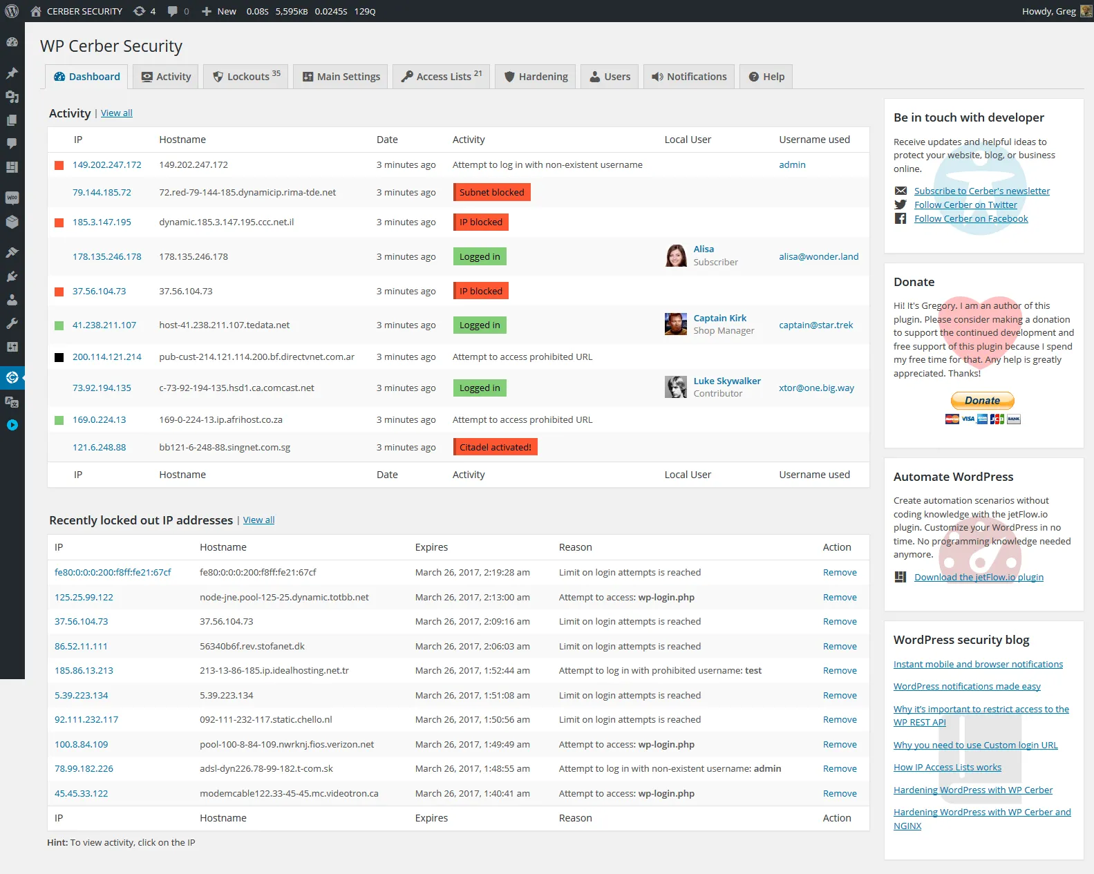 Plugin WP Cerber Security, Anti-Spam & Malware Scan