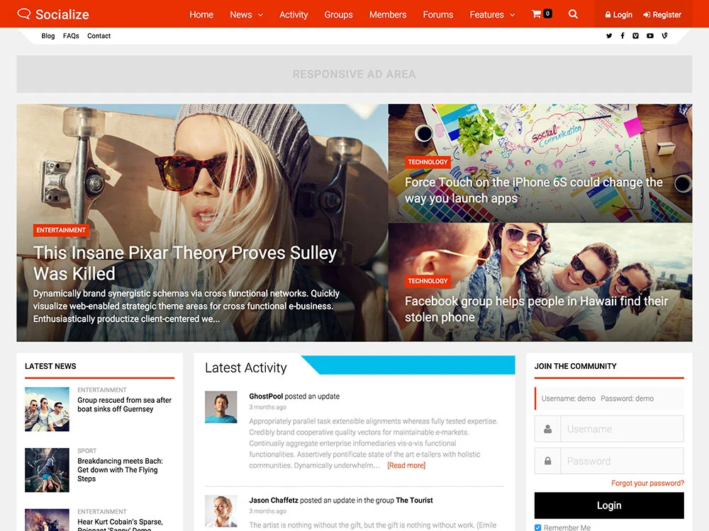 Socialize - Theme WordPress forum và social network