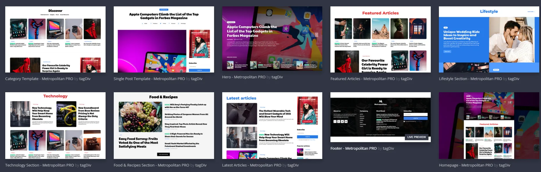 Template đa dạng của theme NewsPaper