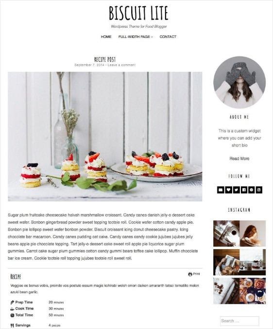 Biscuit Lite - Theme miễn phí cho WordPress về công thức nấu ăn