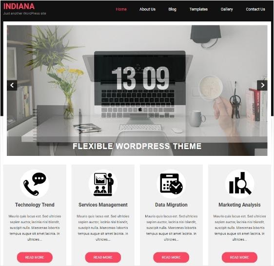 Indiana - Theme WordPress miễn phí với thiết kế tối giản