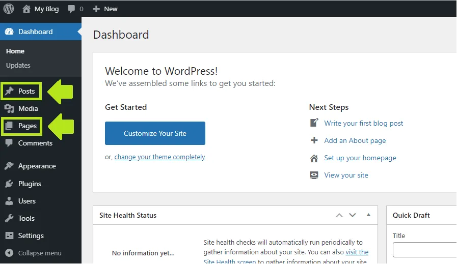 Posts và Pages trên WordPress