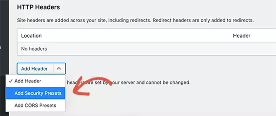 add security presets