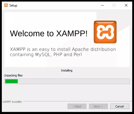 XAMPP bắt đầu được cài đặt