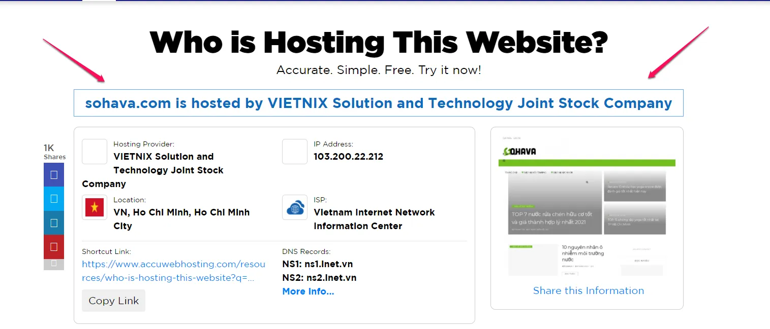 Check hosting website bằng AccuWeb Hosting