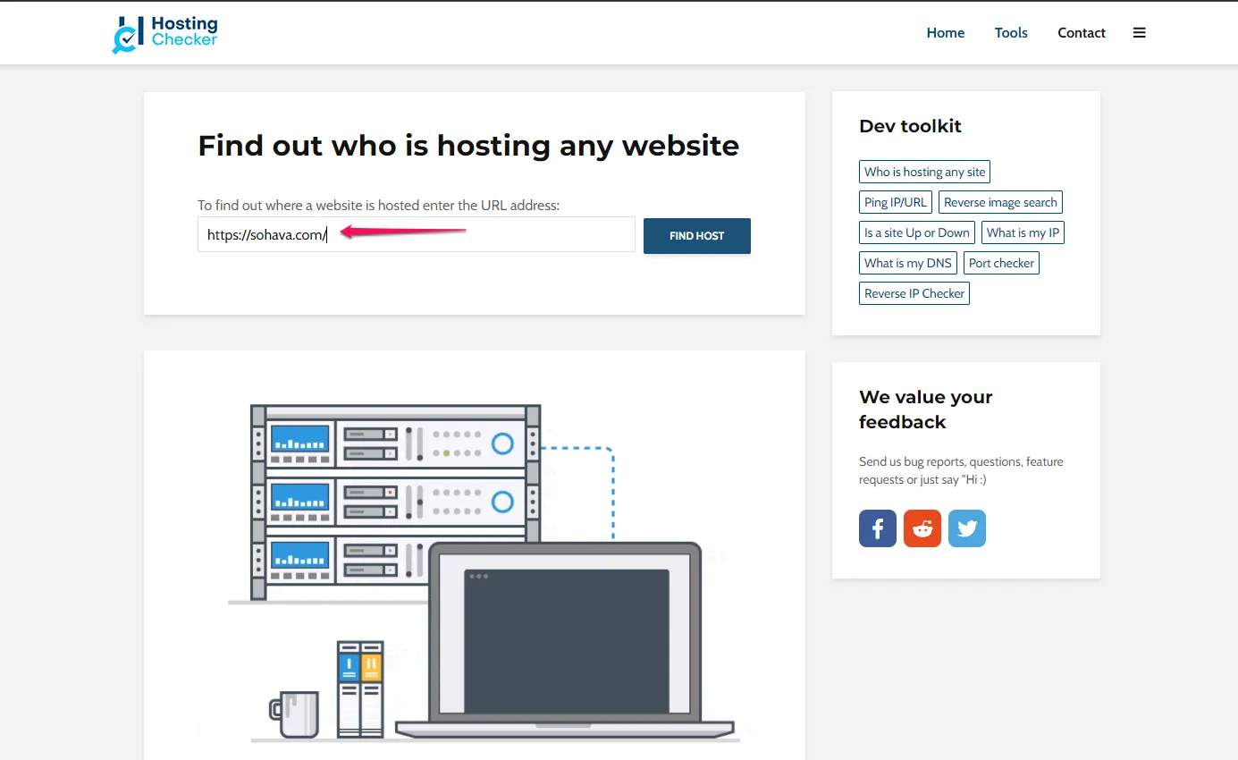 Check hosting website bằng HostingChecker