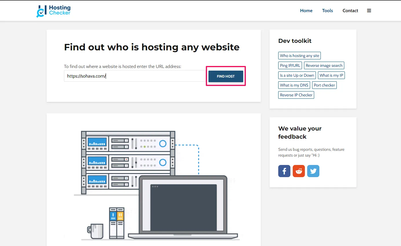 Check hosting website bằng HostingChecker