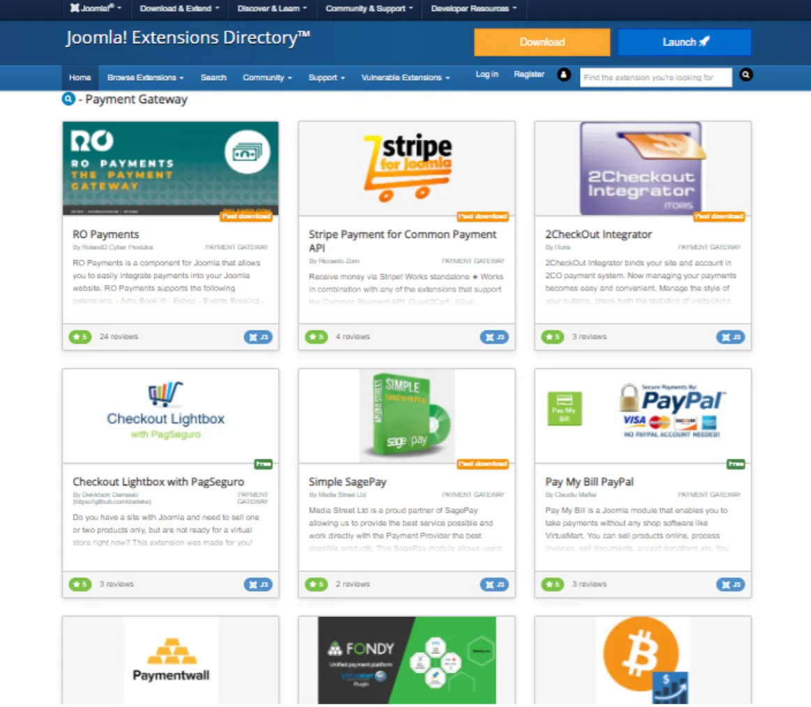 Cổng thanh toán của Joomla