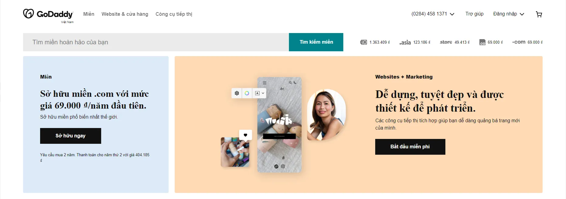 GoDaddy - Nền tảng tạo website miễn phí