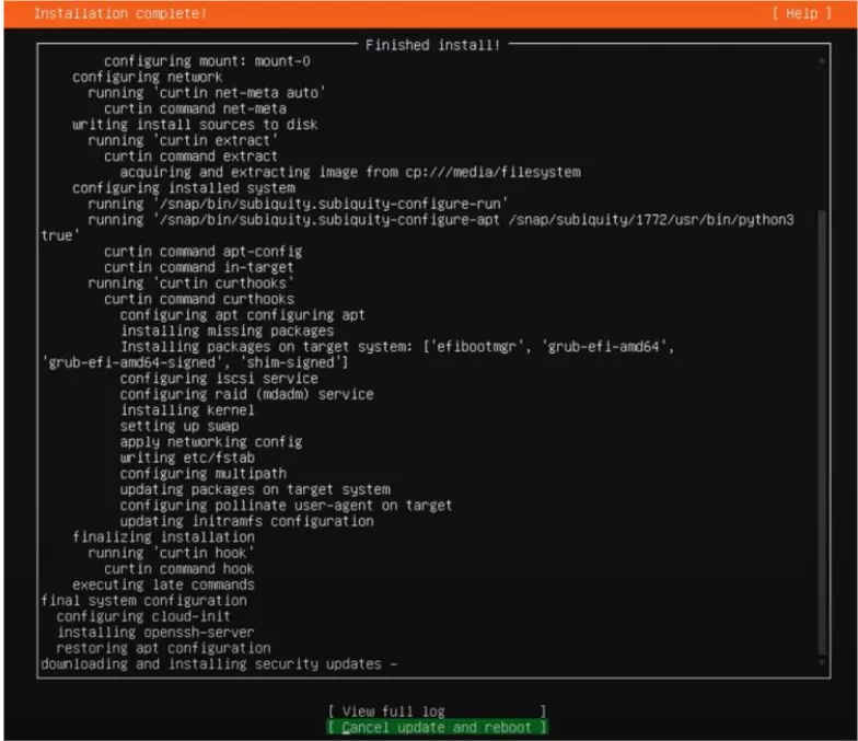 hoàn tất cài đặt ubuntu