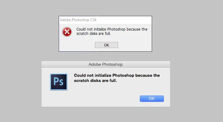 Lỗi scratch disks are full Photoshop