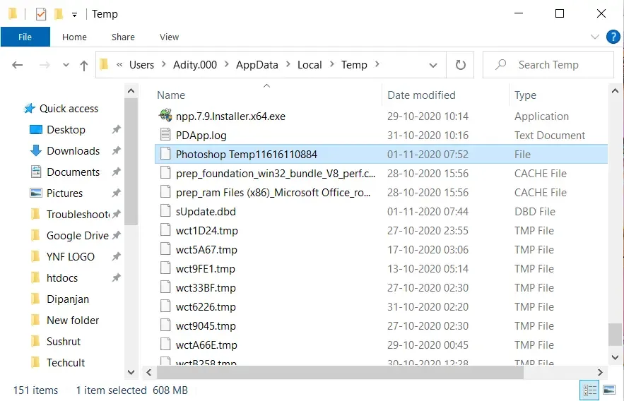 lỗi scratch disks are full temporary files 3