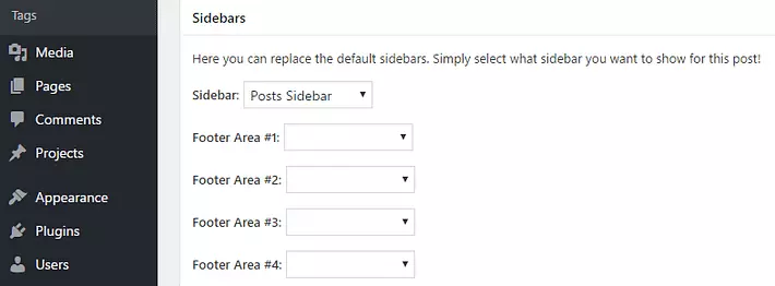 lựa chọn vị trí hiển thị sidebar