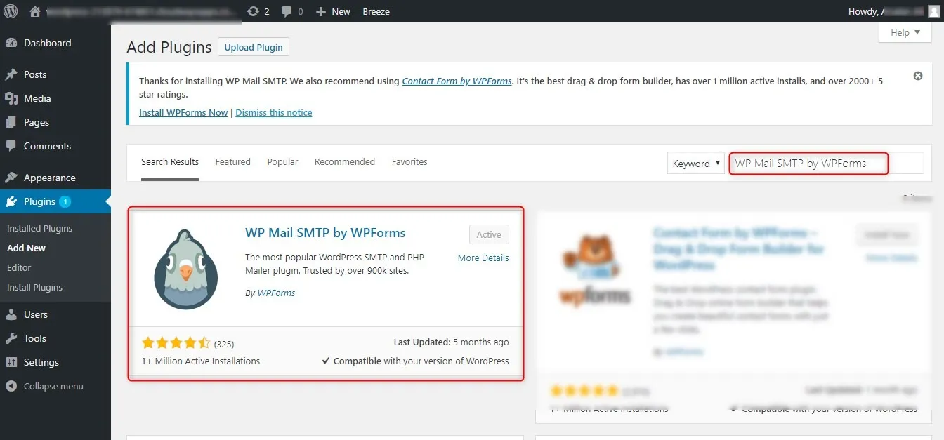 Cài đặt và kích hoạt plugin WP Mail SMTP