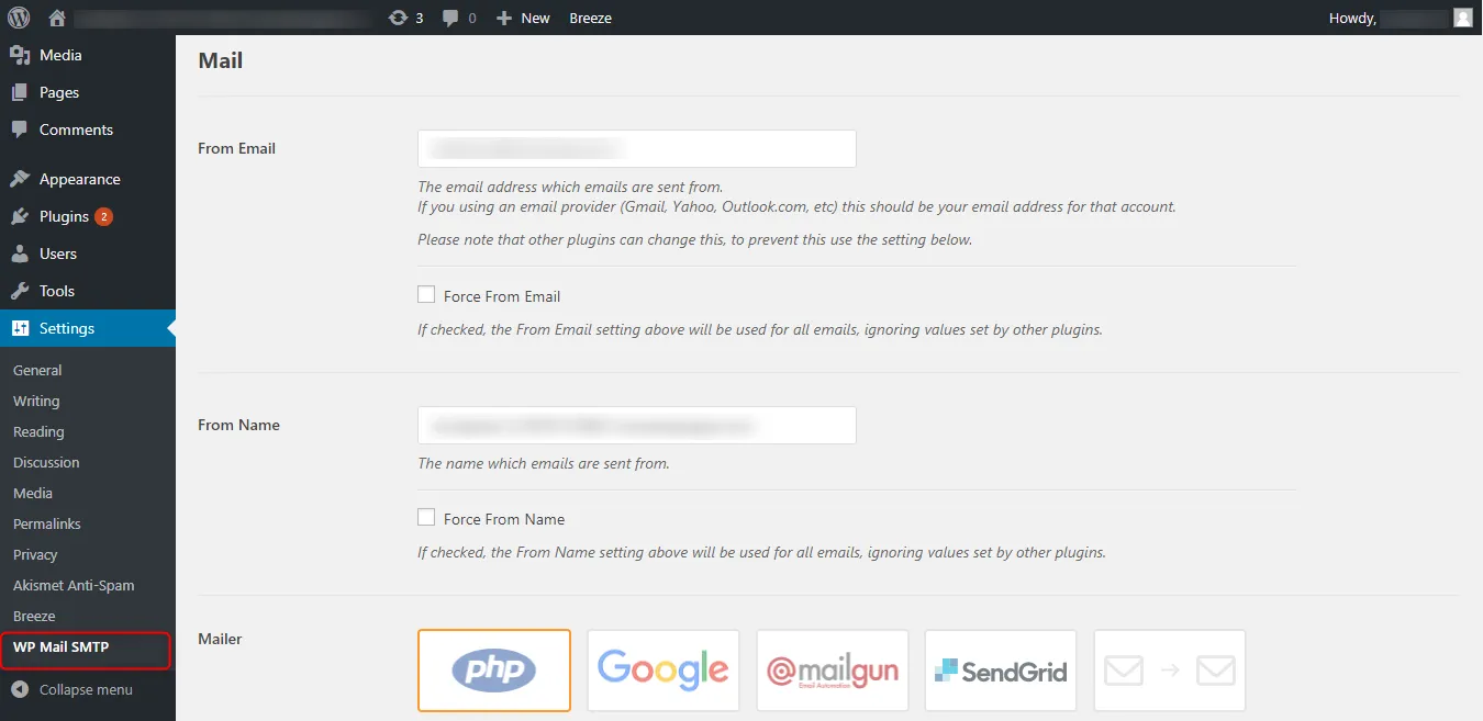 Hướng dẫn cài đặt WP Mail SMTP