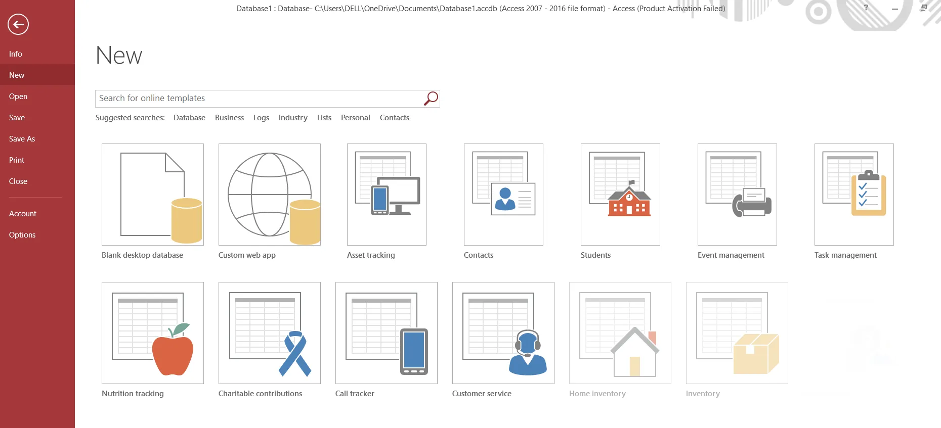 Tạo cơ sở dữ liệu Access