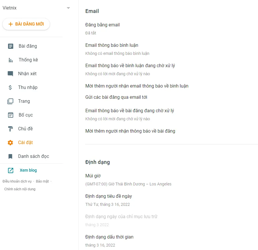 Cài đặt Email