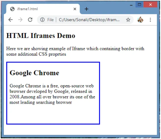 demo vi du ve thuoc tinh border của iframe trong html