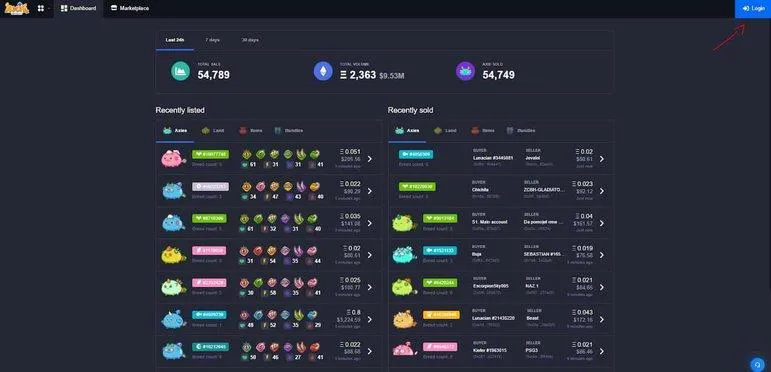 Truy cập Axie Marketplace