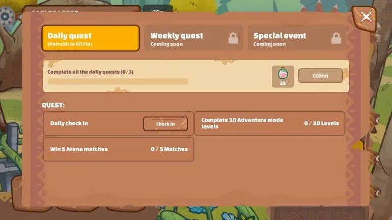Yêu cầu SLP của mình trong phần Quests