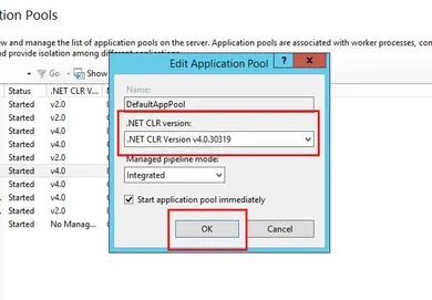 5 cách fix lỗi “Server error in Chọn phiên bản .NET và xác nhận thay đổi