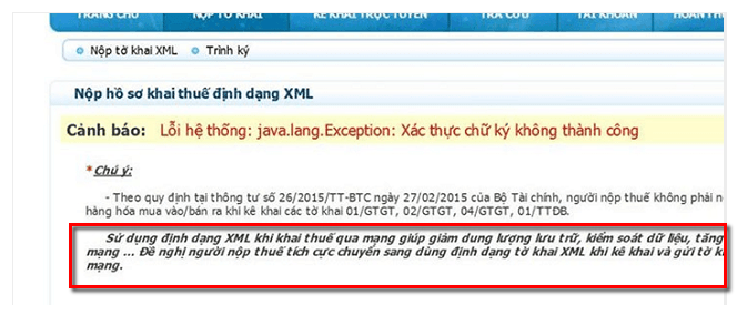 Sửa lỗi hệ thống: java.lang.exception: xác thực chữ ký không thành công