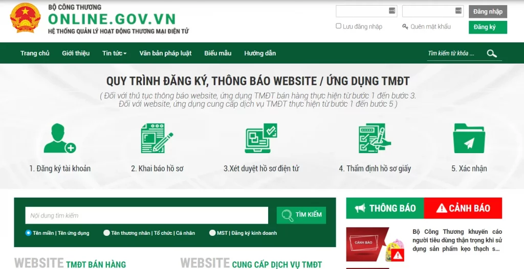 Bạn cần đăng ký tài khoản trên trang của Bộ Công Thương