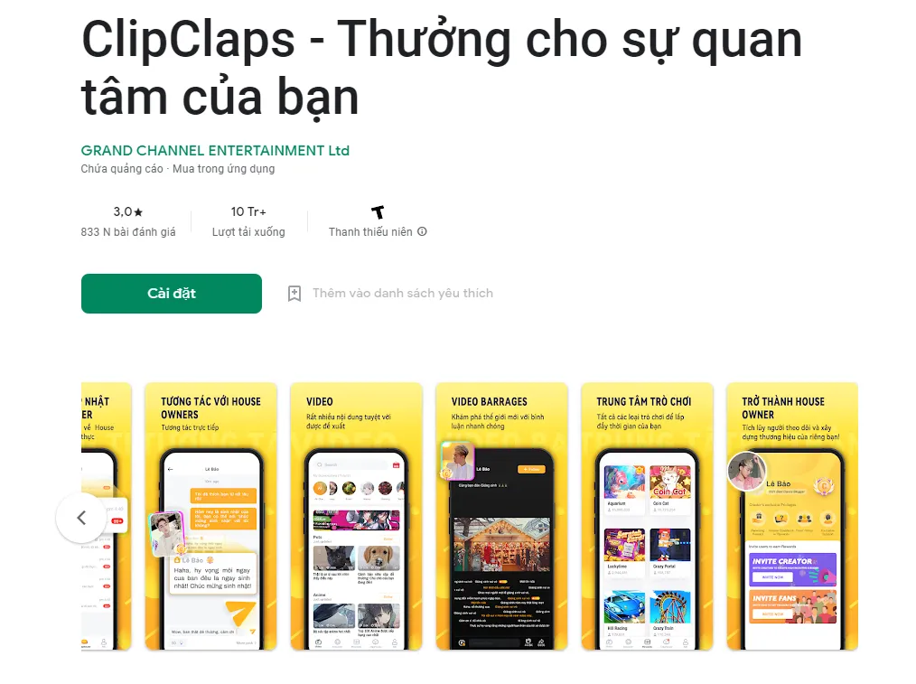 App kiếm tiền online nước ngoài - ClipClaps