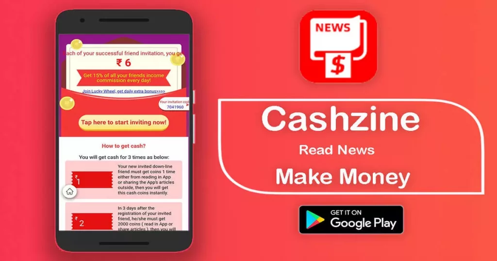 App đọc báo kiếm tiền Cashzine