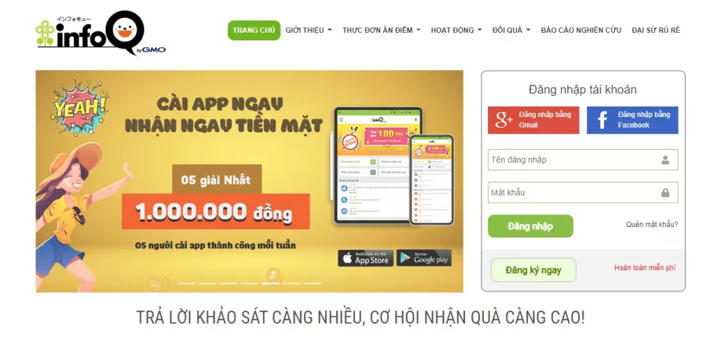 App khảo sát kiếm tiền online - InfoQ