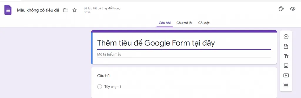 Thêm title Google Form