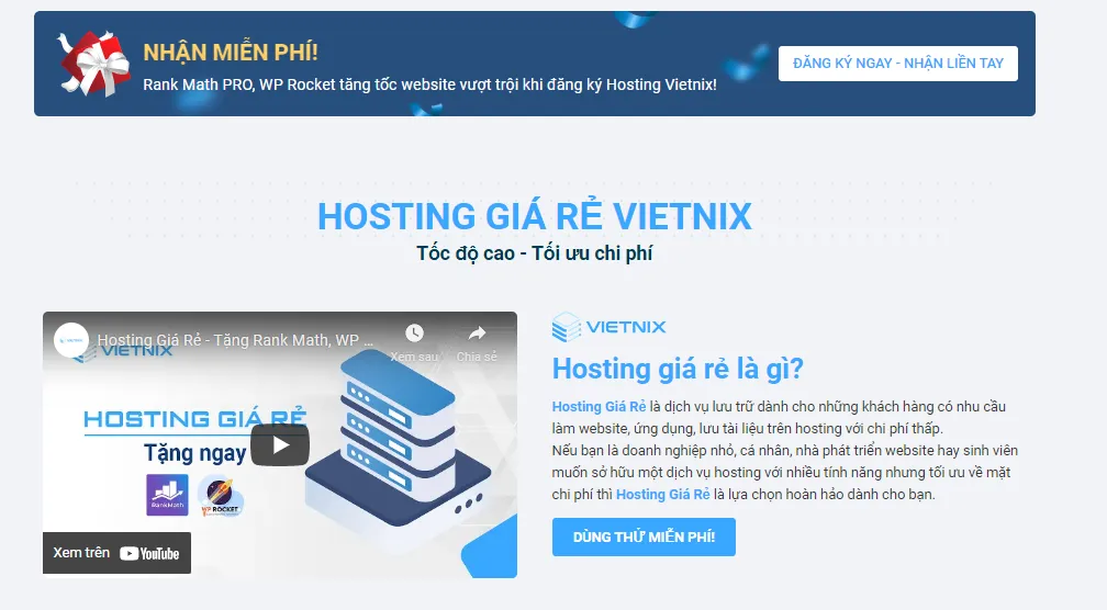Ví dụ Call to action hiệu quả cho website Vietnix