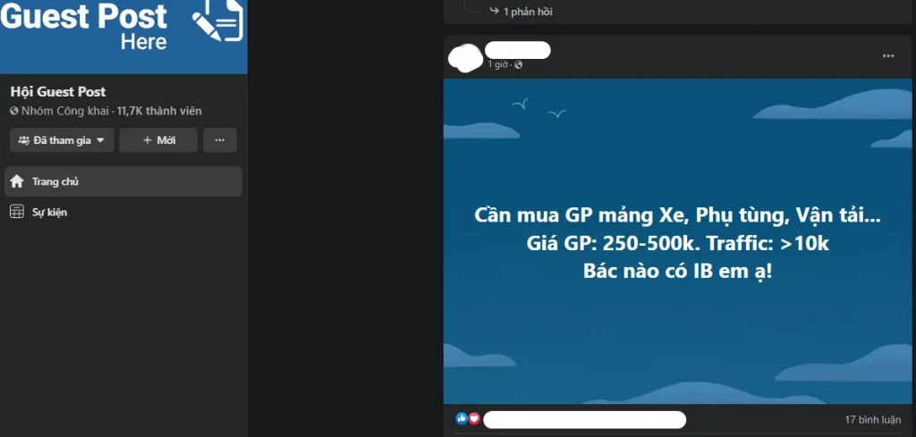 Bạn có thể tìm mua Guest post trên các hội nhóm