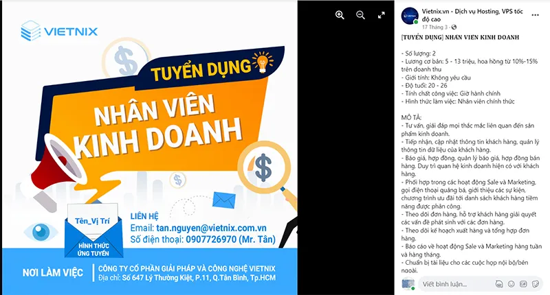 Mẫu content tuyển dụng phổ biến hiện nay