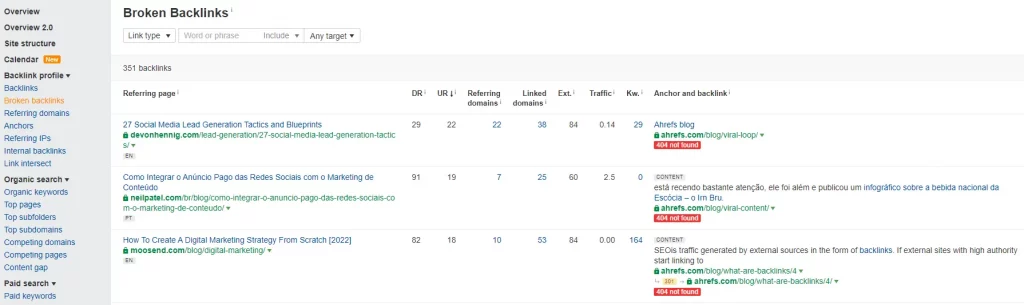 ahrefs broken backlink