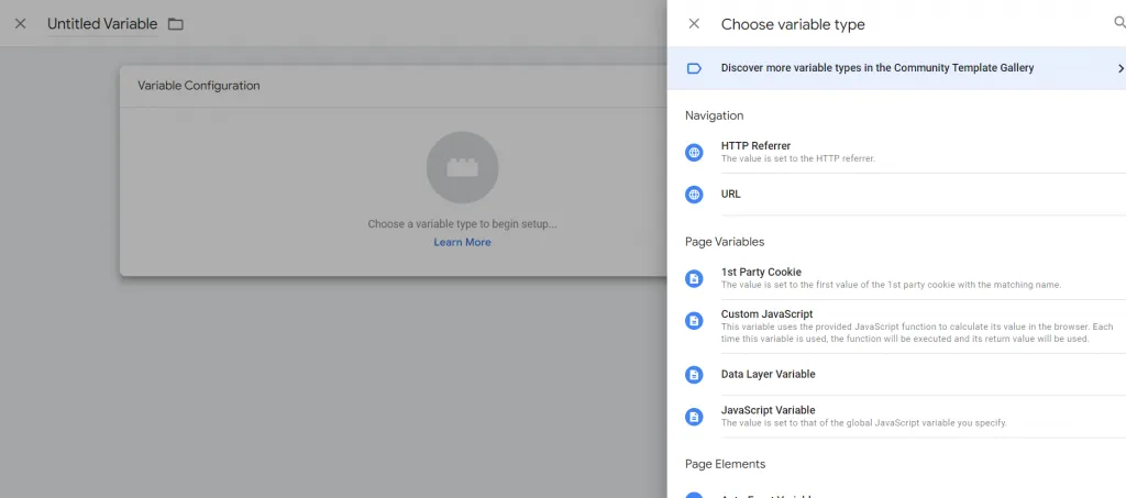bien du lieu trong Google tag Manager