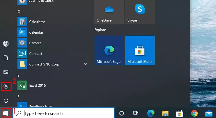 Vào phần Start Menu và tiến hành chọn Settings