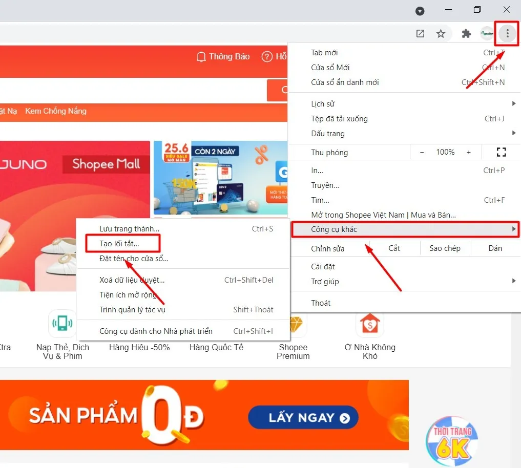 Hướng dẫn cài đặt Shopee về máy tính trên Google Chrome