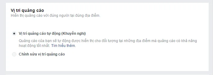 Lựa chọn vị trí quảng cáo