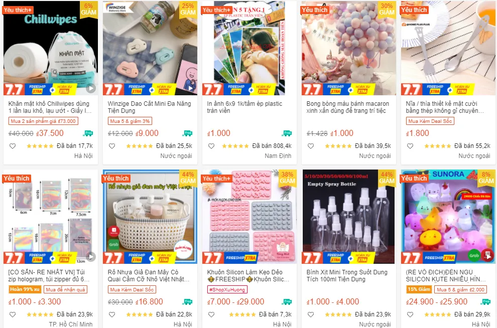 Shopee có đa dạng các mặt hàng thuộc nhiều danh mục khác nhau