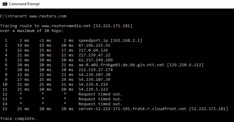 sử dụng tracert