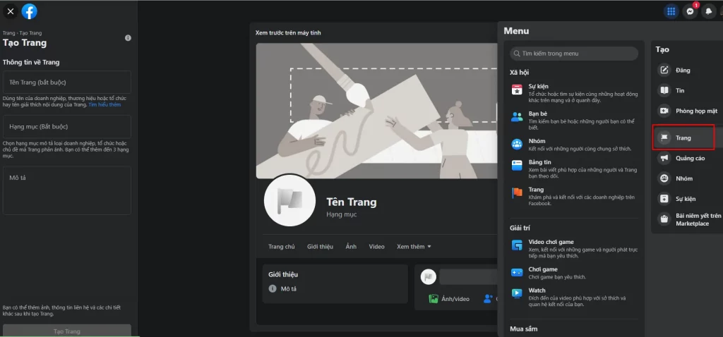Tạo Fanpage Facebook