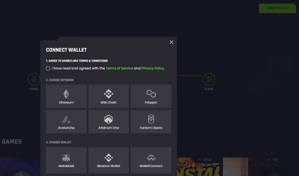 Kết nối ví với trò chơi Gamefi
